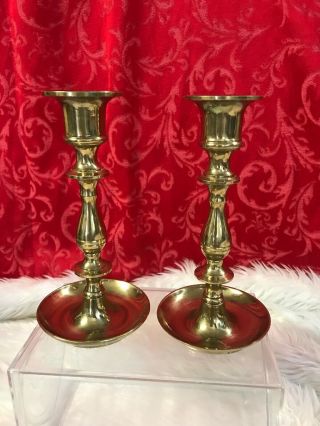Vtg 2 Baldwin Solid Heavy Brass Taper Candlesticks Candle Holders 7 " Usa