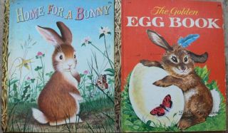 2 Vintage Little Golden Books Home For A Bunny,  The Golden Egg Book