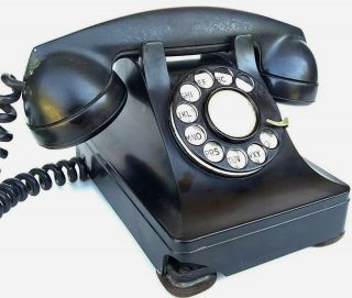 Rare Vintage 1930s Western Electric Black Rotary Dial Desktop Telephone