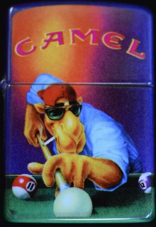 Zippo Camel Joe Playing Pool Double Sided Lighter W/ Tin -