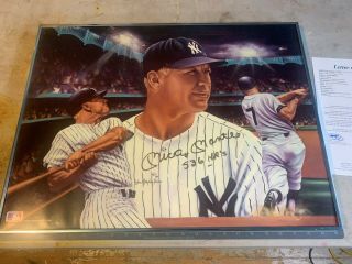 Mickey Mantle Signed Color Poster 24 " X18 " Jsa Letter Of Authenticity