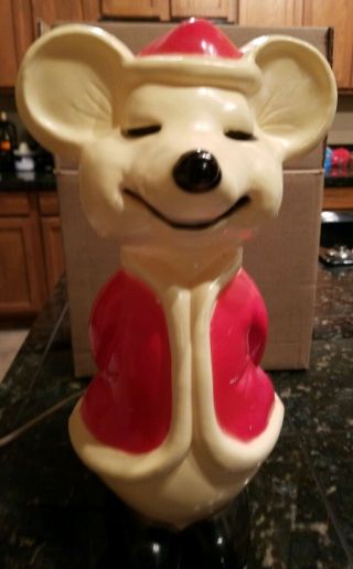 Vintage Santa Mouse Blow Mold Christmas Union Products 15 Inches Rare Retro