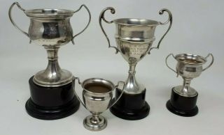 4 Vintage Silver Plated Loving Cup Trophies 1930s