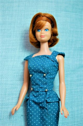 Vintage Barbie Bend Leg Midge Doll Titian Hair With Tagged Sheath Dress 1965
