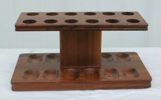 Deco Solid Walnut Wood 12 Tobacco Pipe Rack Stand