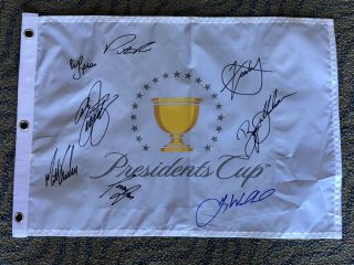 Finau Fowler Reed Kuchar Signed Auto 2019 The Presidents Cup Golf Pin Flag Pga