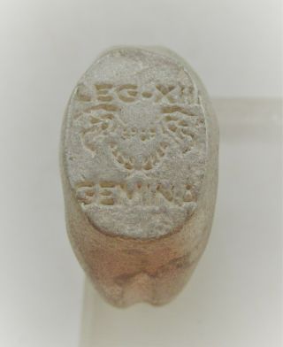 Scarce Ancient Roman Ar Silver Legionary Seal Ring Leg - Xiii Gemina