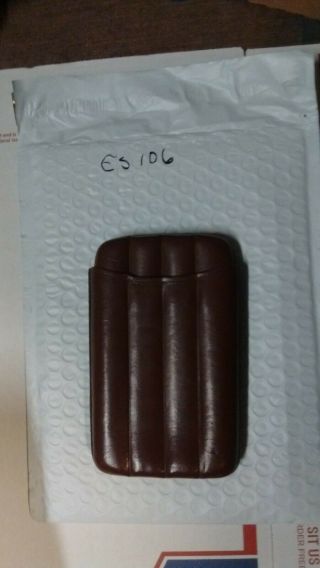 Es106 Vintage Mens Saddle Leather 4 Tube Cigar Case Made In England