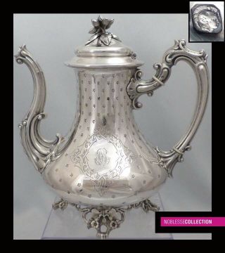Debain Antique 1880s French All Sterling Silver Coffee Pot Napoleon Iii St.  765g