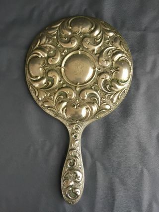 Vintage Silver Plated Vanity Hand Mirror