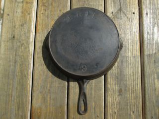 Antique Vintage Number 9 Erie Cast Iron Skillet Early 1800s Before Griswold.