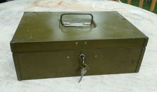 Cool Vintage Parplus Green Metal Cash Box Storage Box 2 Keys Made In Usa