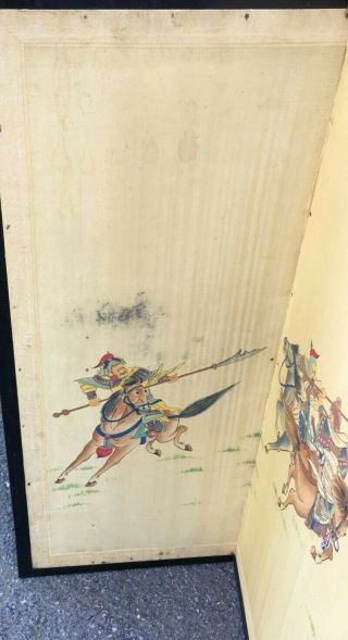 Antique Vintage Japanese 4 Panel Folding Screen with Woodblock Prints 2