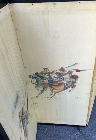 Antique Vintage Japanese 4 Panel Folding Screen with Woodblock Prints 3