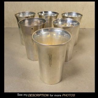 Set Of 6 International Sterling Silver Whiskey Tumblers / Julep Cups