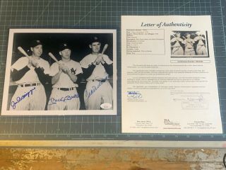 Joe Dimaggio Mickey Mantle Ted Williams Signed Photo Jsa Authentication