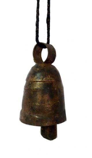 Antique Metal Cow Bell Vintage Primitive Wooden Clapper With Jute Handle Sh