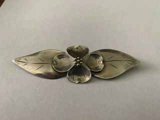 Vtg Sterling Silver Stuart Nye Petals On Leaf Brooch Pin