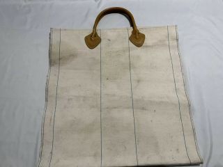 Vintage Ll Bean Firewood Log Carrier Canvas Tote With Leather Handles