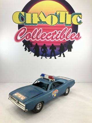 Vintage Processed Plastic Co 1969 Baby Blue Dodge Charger Police Car 44 & Engine