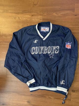 Vintage Nfl Pro Line Authentic Dallas Cowboys Pullover Jacket Size Large