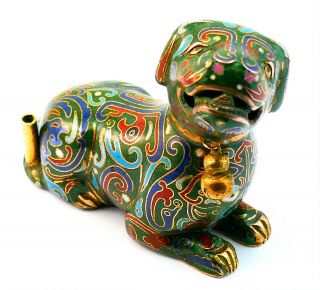 C1900,  Antique Chinese Qing Archaic Style Cloisonne Dog Censer Incense Burner