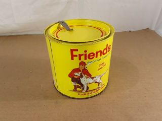Vintage Round Friends Smoking Tobacco Tin Sign 14oz Can Hunting Dog