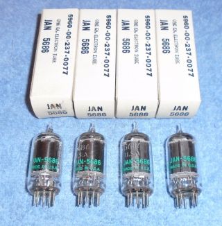 4 Nos General Electric Jan 5686 Vacuum Tubes - Vintage 7.  5 Watt Power Pentodes