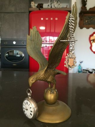 Vintage Antique Bronze American Eagle Pocket Watch Holder Stand