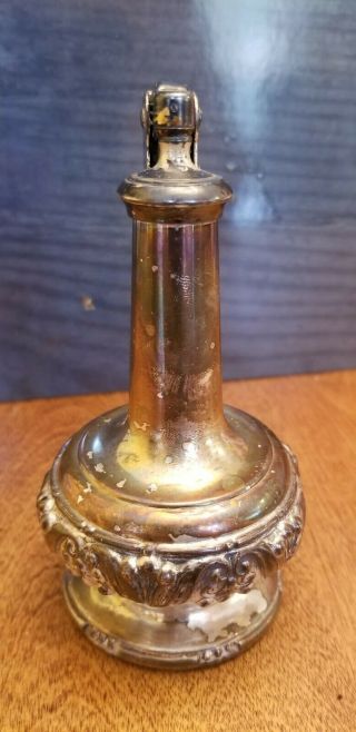 Vintage Ronson Decanter Silver Plated Patina Table Cigarette Lighter