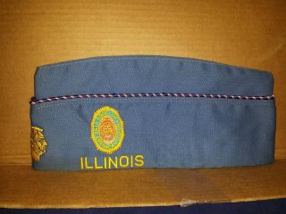 Illinois Sons Of The American Legion Hat Blue Garrison Cap Embroidered Vintage