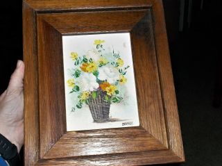 Edwards Signed Floral Arrangement White Yellow Framed Oil Painting Art