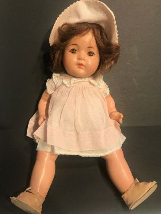 Rare Vintage Madame Alexander Dionne Quintuplet 14” Doll In Pink Dress,  Shoes