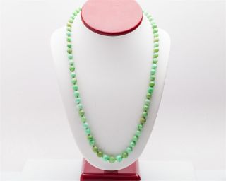 Antique 1940s $6000 Natural Apple Green Jade 14k Yellow Gold 22 " Necklace