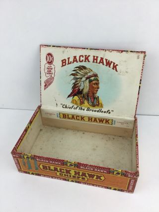Vintage Black Hawk Chiefs Cigar Box Indiana