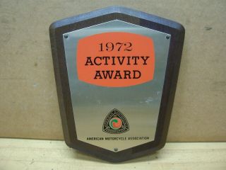 Vintage American Motorcycle Association Ama Activity Award Plaque 1972