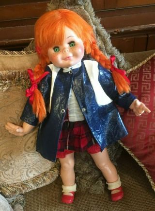 Vintage Eegee Georgette 22 " Doll 1971 Red Hair Sleepy Green Eyes - Rare