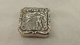 Vintage Sterling Silver Pill Box Repousse Cherub - Marked 925