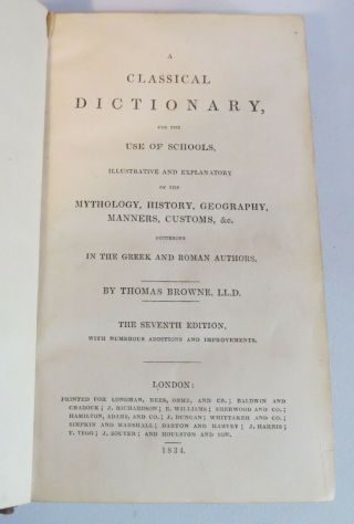 Antiquarian Browne ' s Classical Dictionary 2