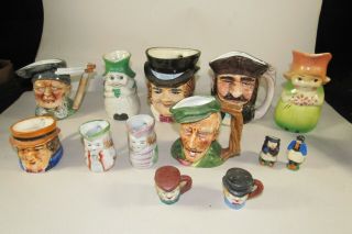12 Vintage Toby Mugs - Cup S&p Shakers,  Occ.  Japan,  Shawnee,  Mini Porcelain Pitcher