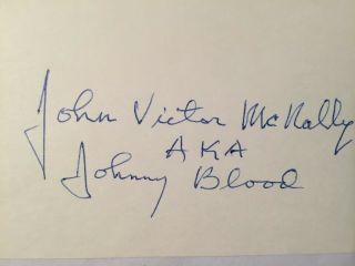 John McNally (Johnny Blood) Signed 3x5 Index Card 2