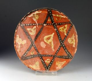 Sc Rare Islamic Pottery Dish W.  Star Decoration,  C.  11th.  Century Ad