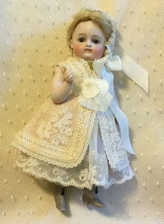 Sweet Dress,  Bonnet,  Slips For Antique French German All Bisque Doll Mignonette