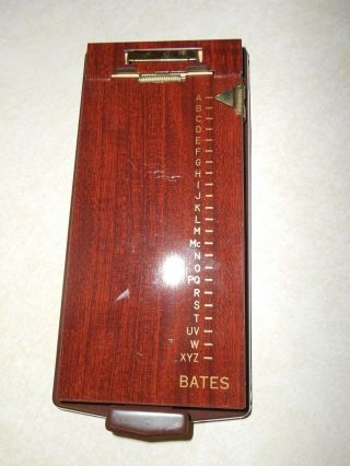 Vintage Metal Bates Address Finder Flip Top Alphabetical Made In Usa