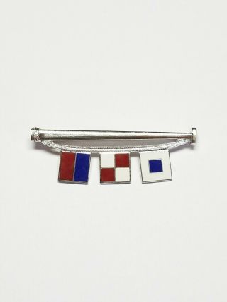 Vintage His Lordship Sterling Silver Enamel Nautical Signal Flag Brooch Pin Eus