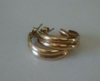 Vintage 9ct Gold Half Hoop Earrings Full Birmingham Hallmark 1.  7g