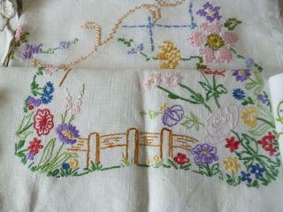 Thirteen Pretty Vintage Hand Embroidered Tray Cloths: Crinoline Ladies etc 2