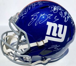 2019 York Giants Team Signed F/s Football Helmet Saquon Barkley W/coa Eli