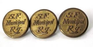 Old Gold Tone Uniform Button S.  F.  Municipal Railway San Francisco Pasquale Co