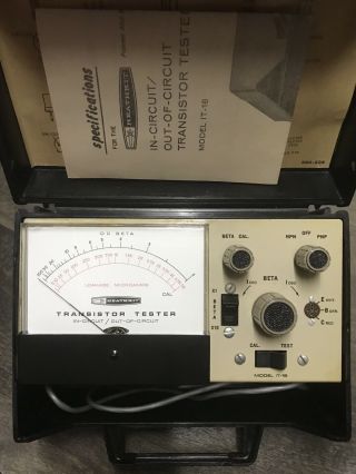 Heathkit Model It - 18 Vintage In Circuit/out Of Circuit Transistor Tester
